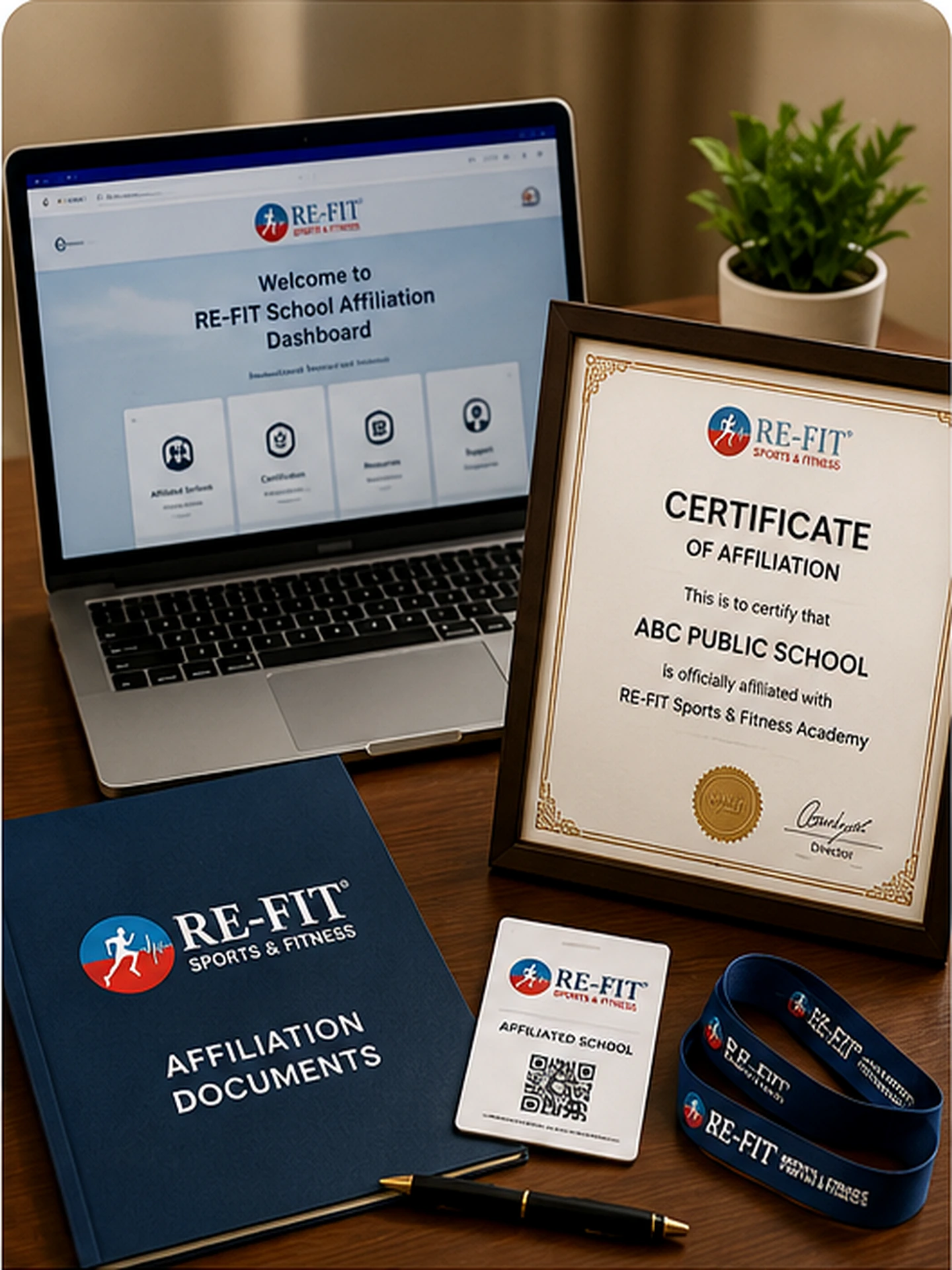 Professional affiliation documents displayed on a desk